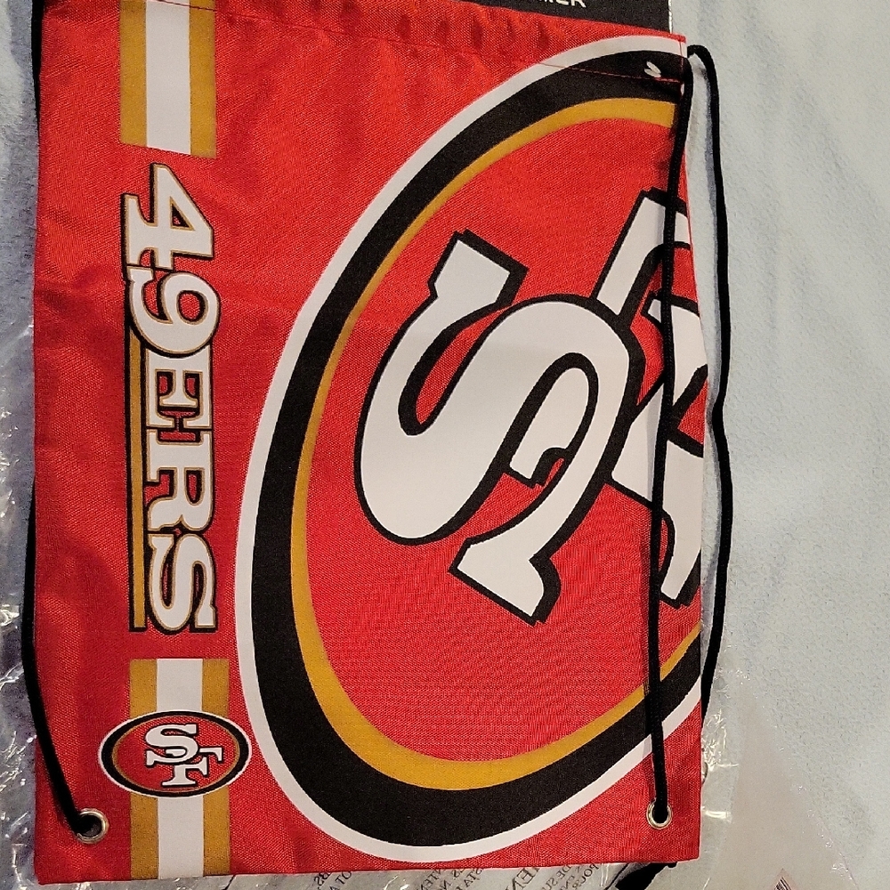 NFL 49ers Red and Gold Drawstring Backpack